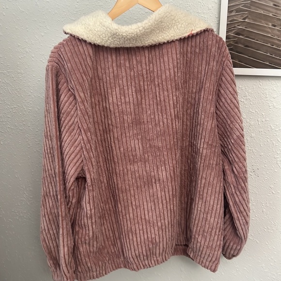 Pink Corduroy With Sherpa Lining Sweatshirt - Picture 5 of 6